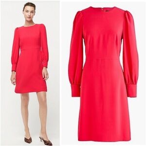 New! J Crew Long Sleeve Crepe 365 Dress in Bright Rose Women’s Size 8